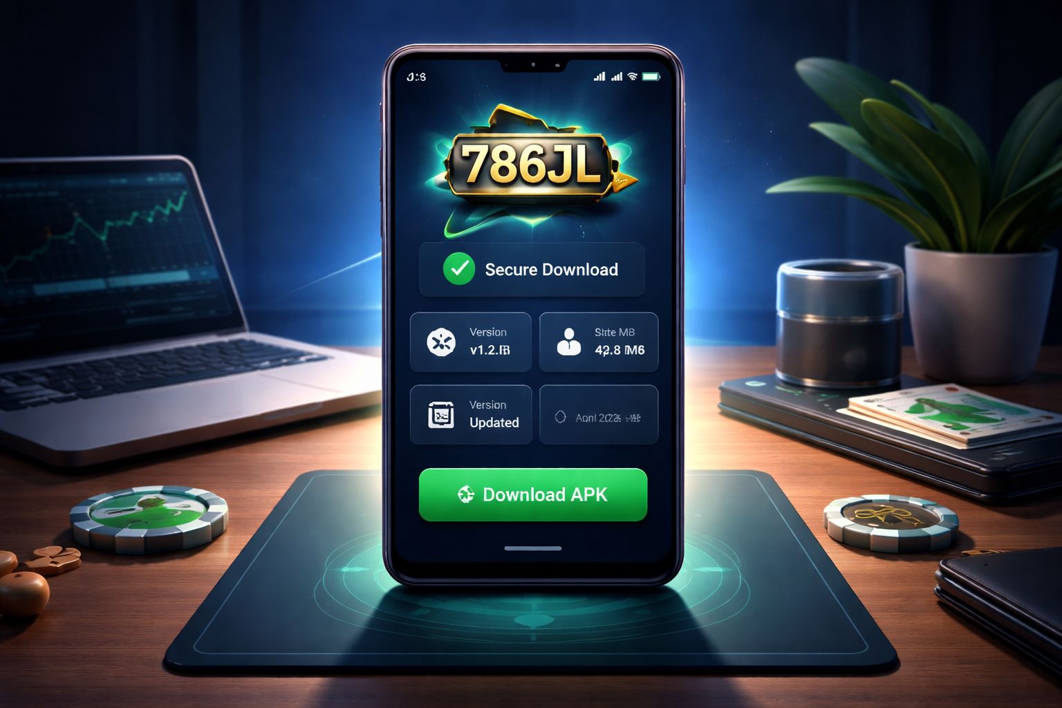 স্মার্টফোনে 786JL APK ডাউনলোড তথ্য প্রদর্শিত