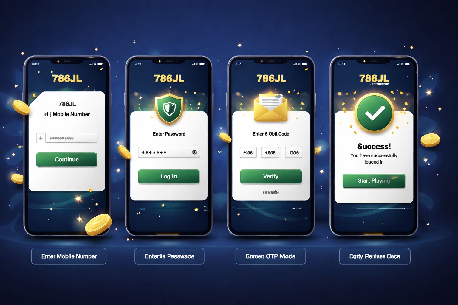 786JL login steps with phone number and password fields